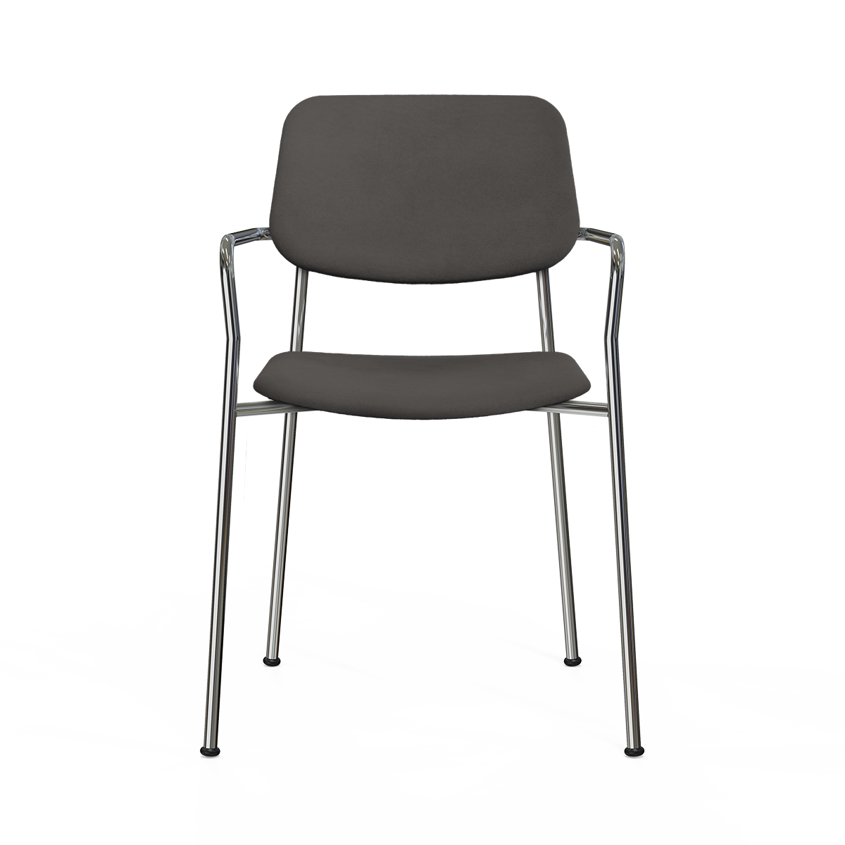 Silla TE con apoyabrazos-cromado-tapizado GRIS PIEDRA (frontal)