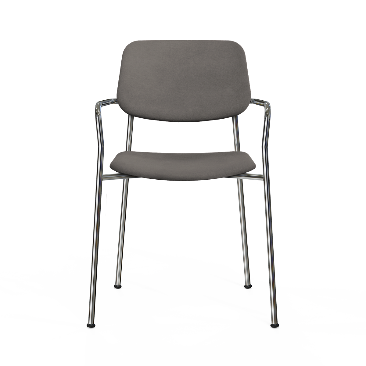 Silla TE con apoyabrazos-cromado-tapizado gris (frontal)