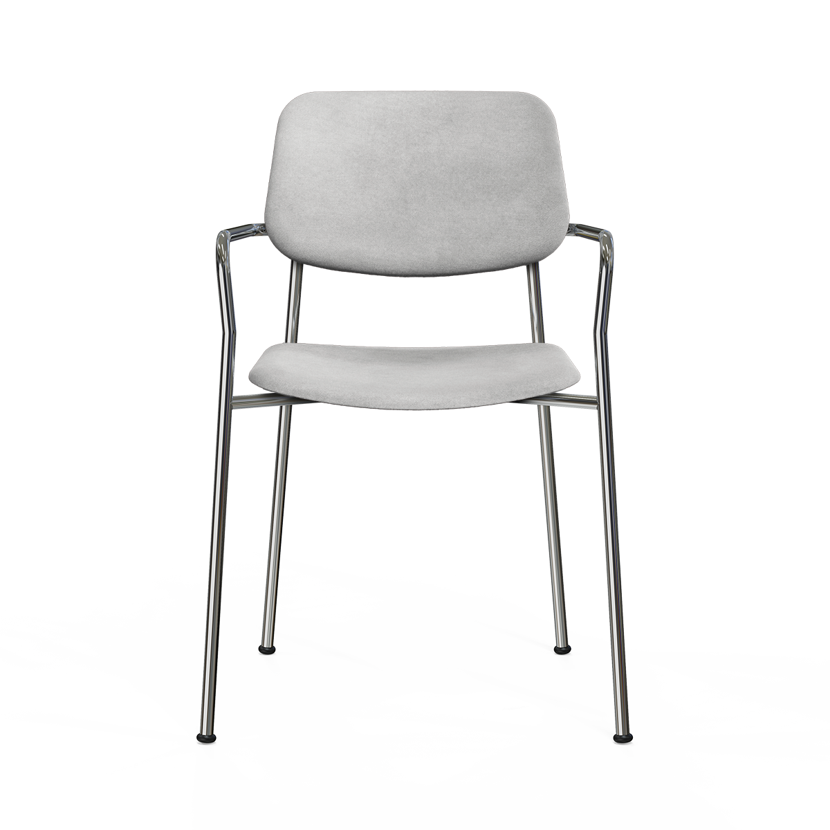 Silla TE con apoyabrazos-cromado-tapizado tiza (frontal)